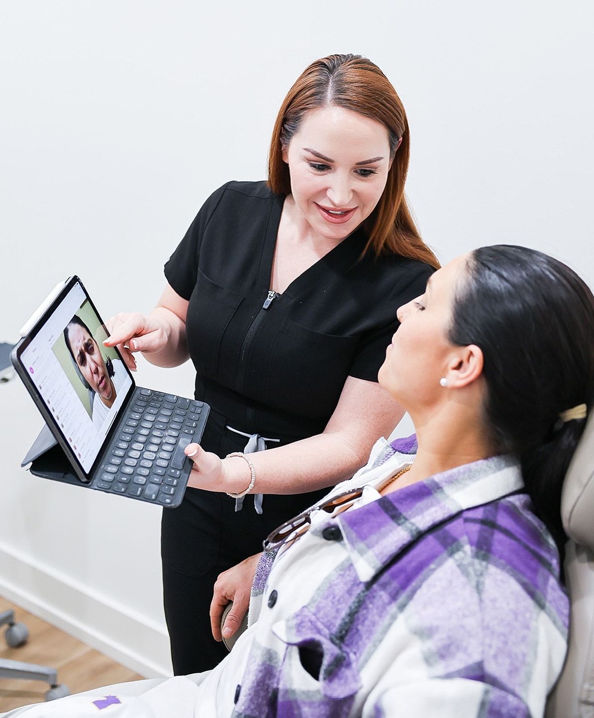 Consultation between a clinician and patient.