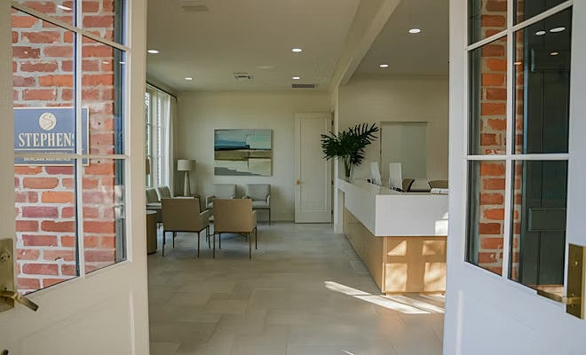 Modern reception area with bright natural light