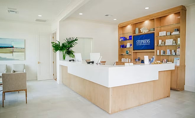 Modern reception area with clean design.