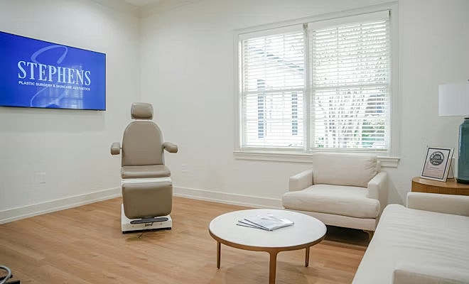 Modern plastic surgery consultation room interior.