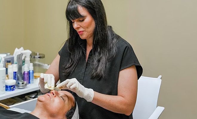 woman getting a chemical peel